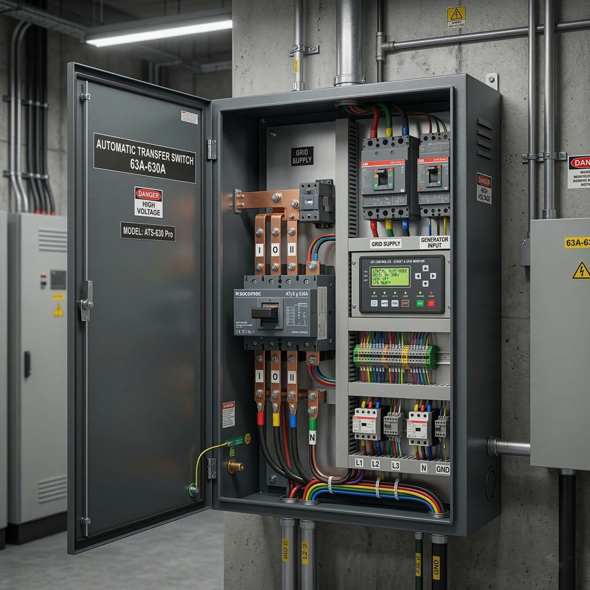 Perjungimo (ATS) skydas – automatinis tinklo/generatoriaus perjungimas